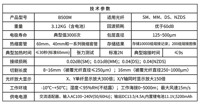 大芯径光纤熔接机B500M